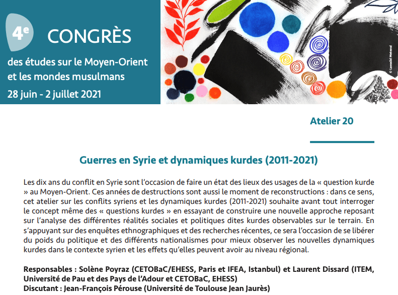Guerres de Syrie et dynamiques kurdes – Congrès des études sur le Moyen-Orient et les mondes musulmans